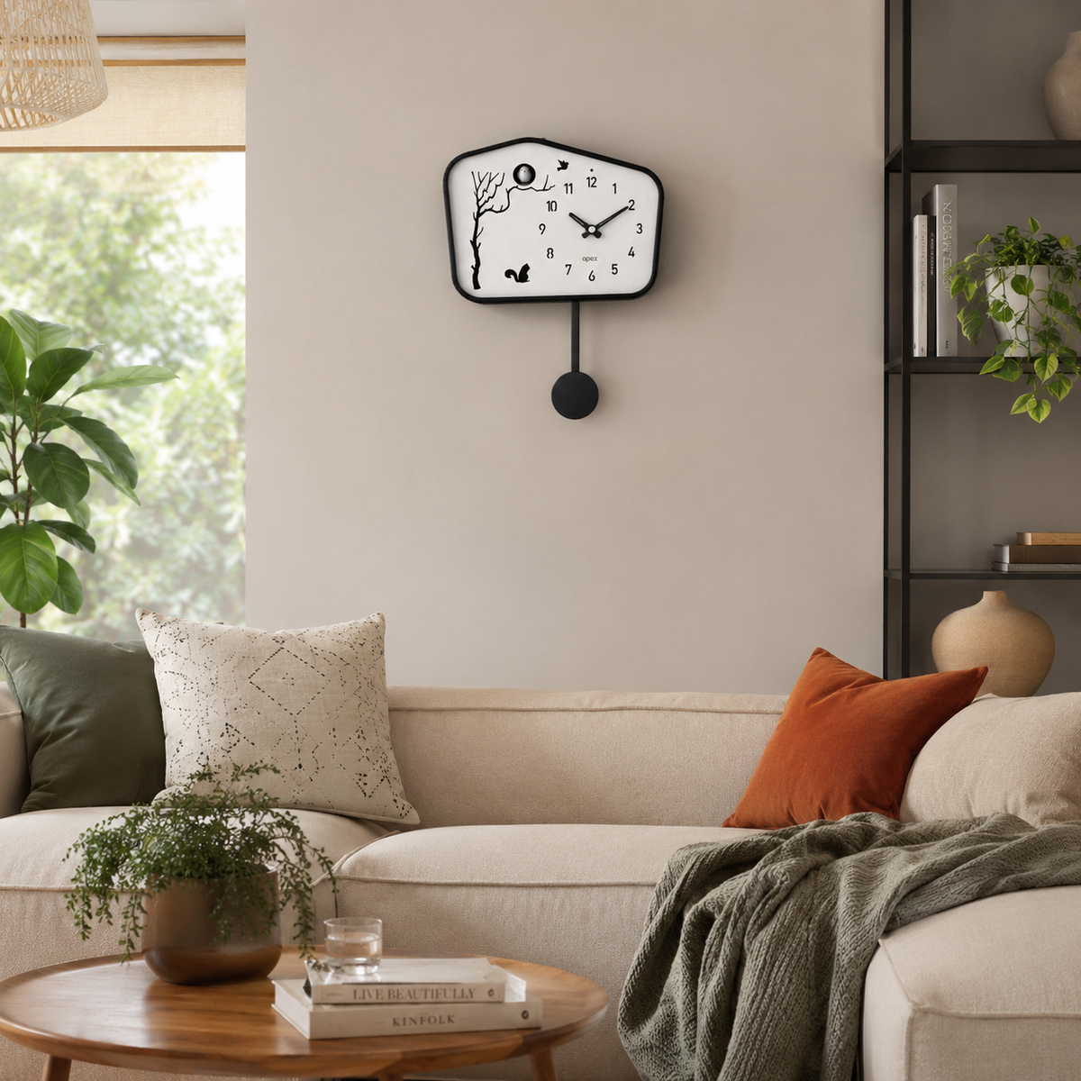 Horloge coucou noir moderne