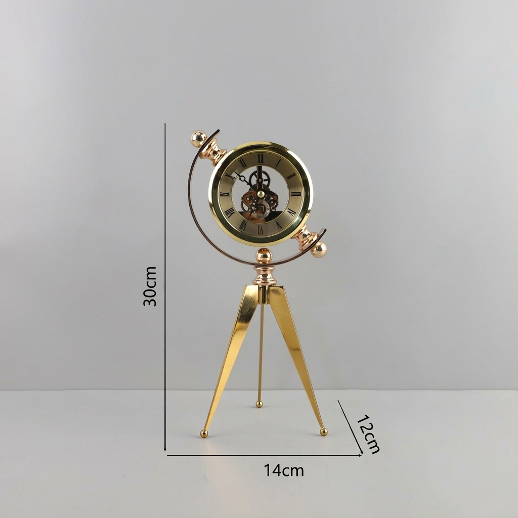 Horloge de bureau nautique dorée