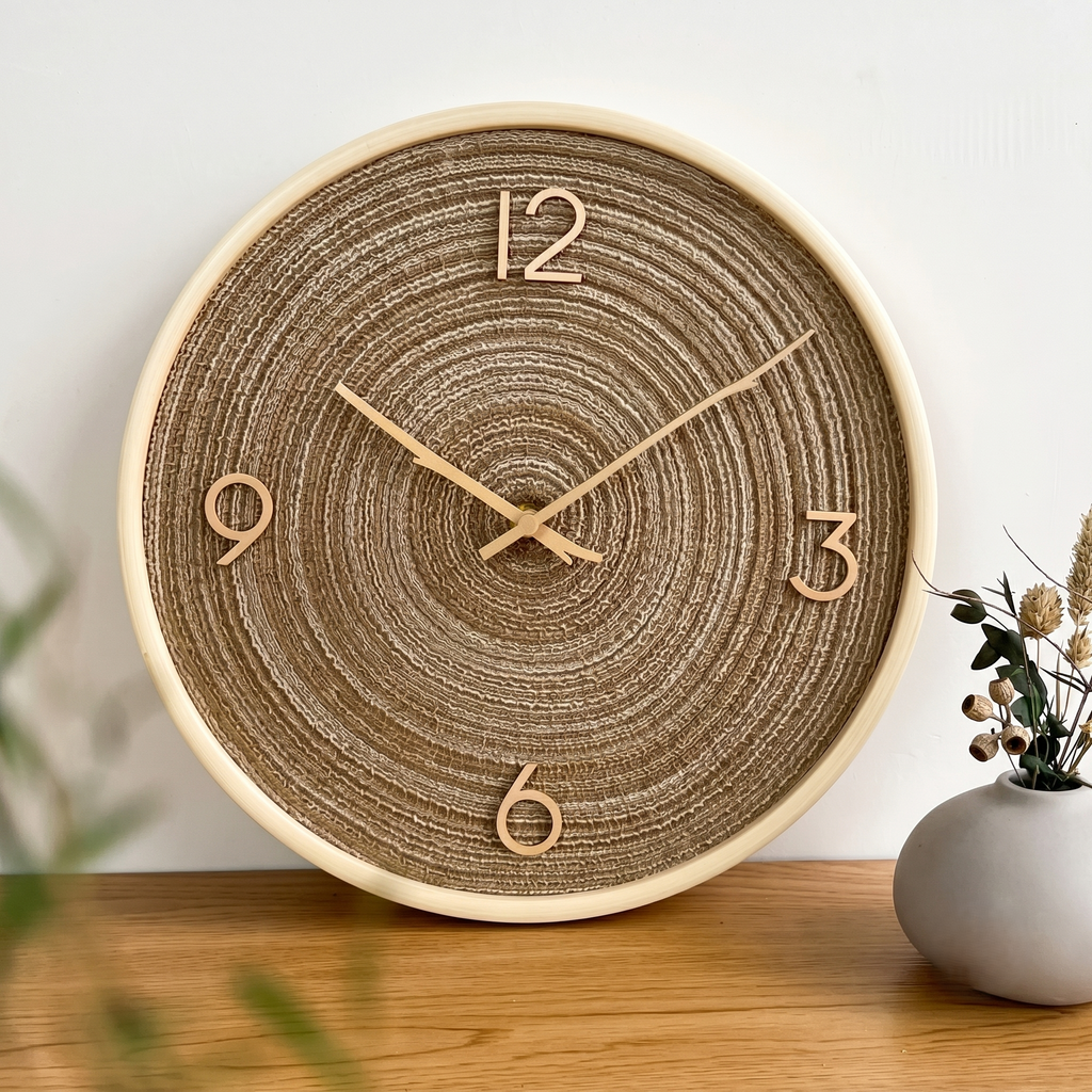 Horloge design rotin osier