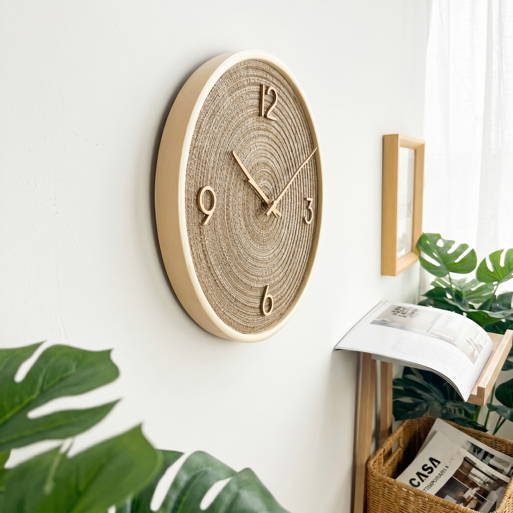 Horloge design rotin osier