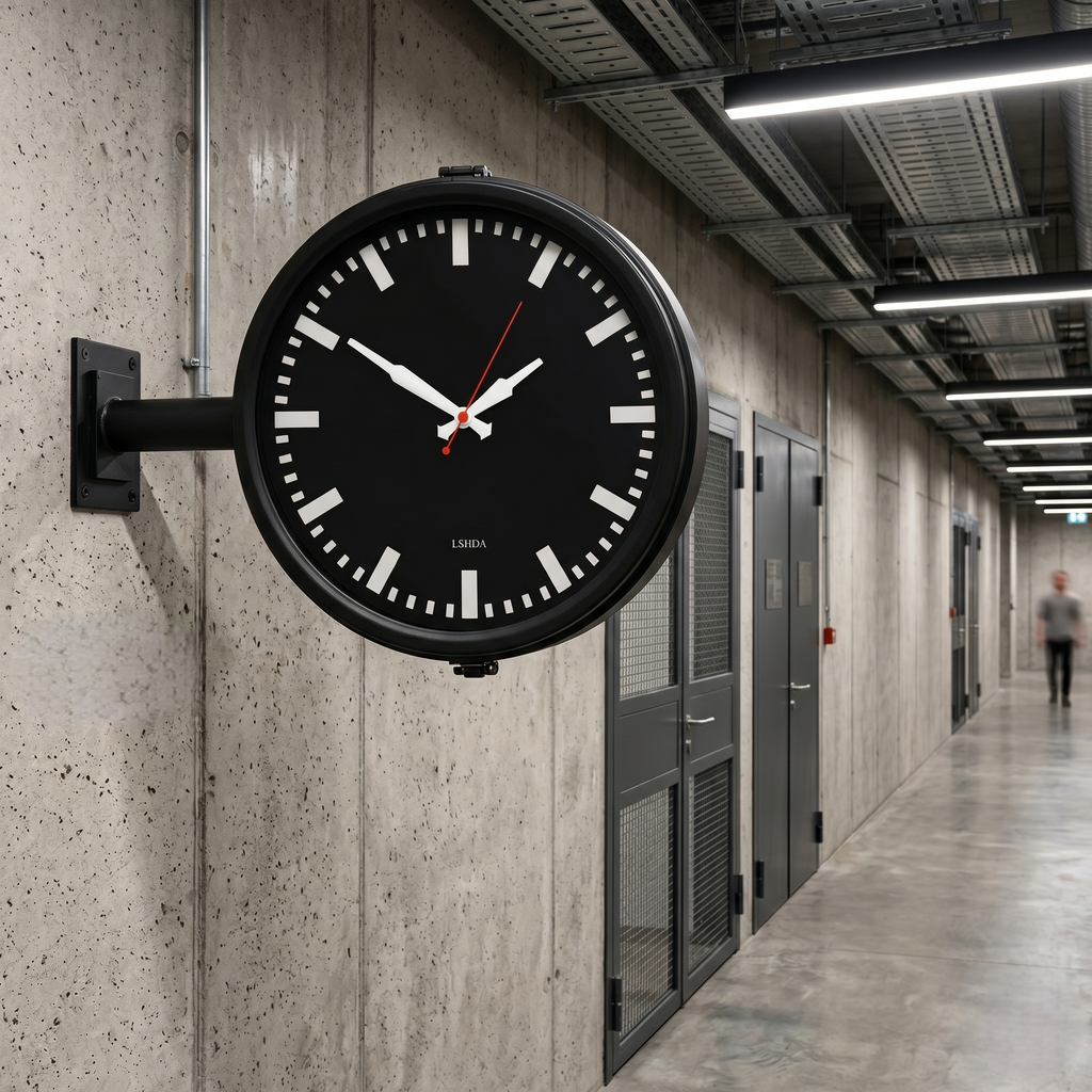 Horloge double face gare minimaliste