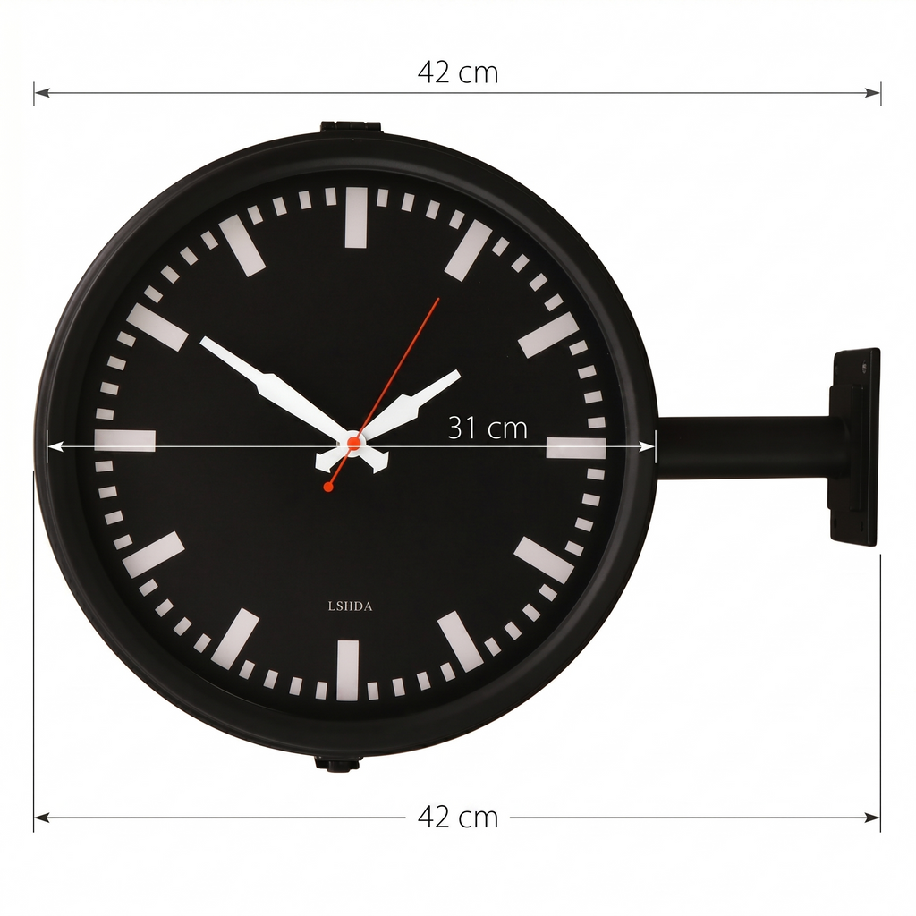 Horloge double face gare minimaliste