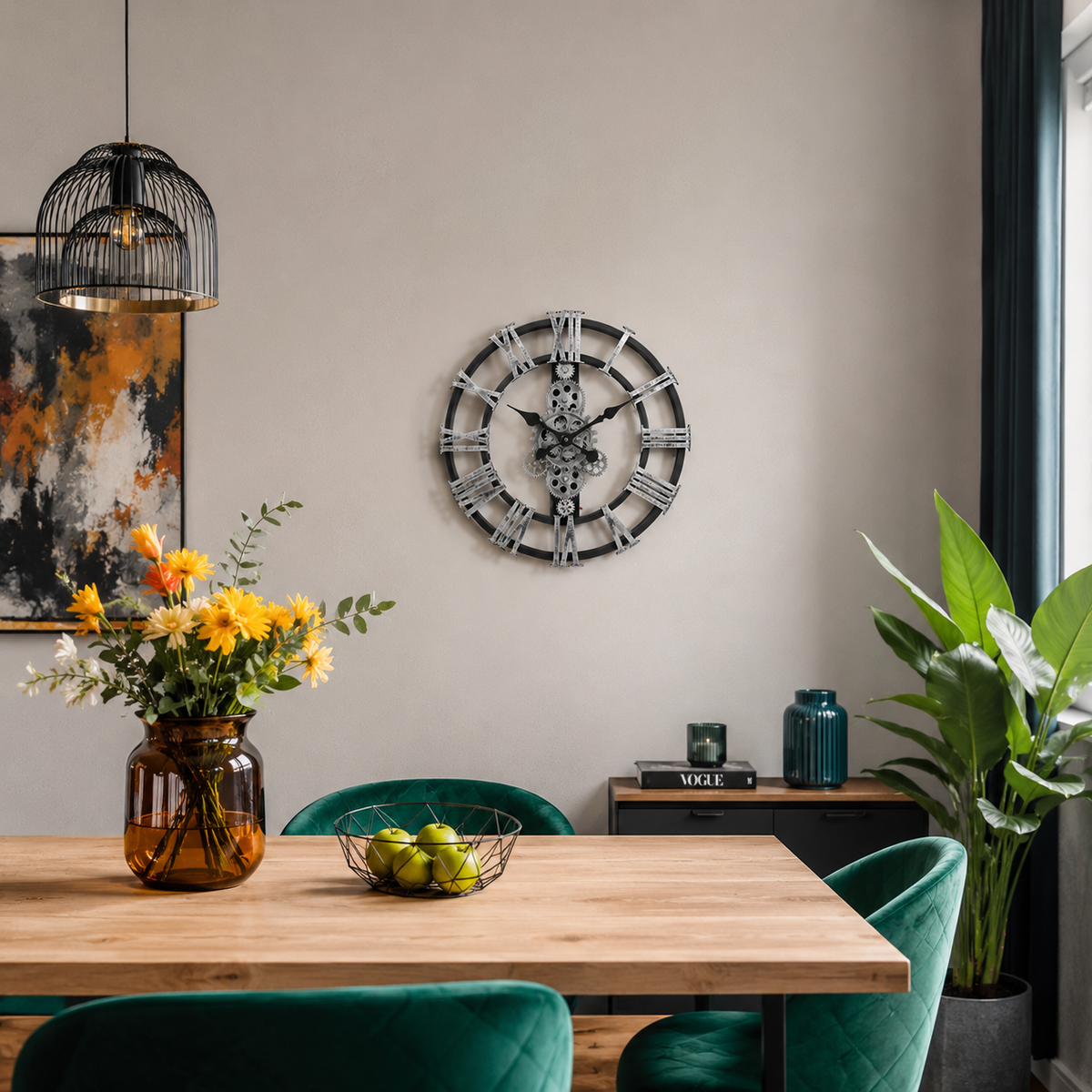 Horloge engrenage tournant