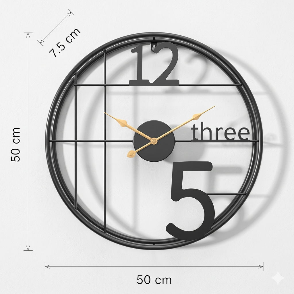 Horloge en métal noir