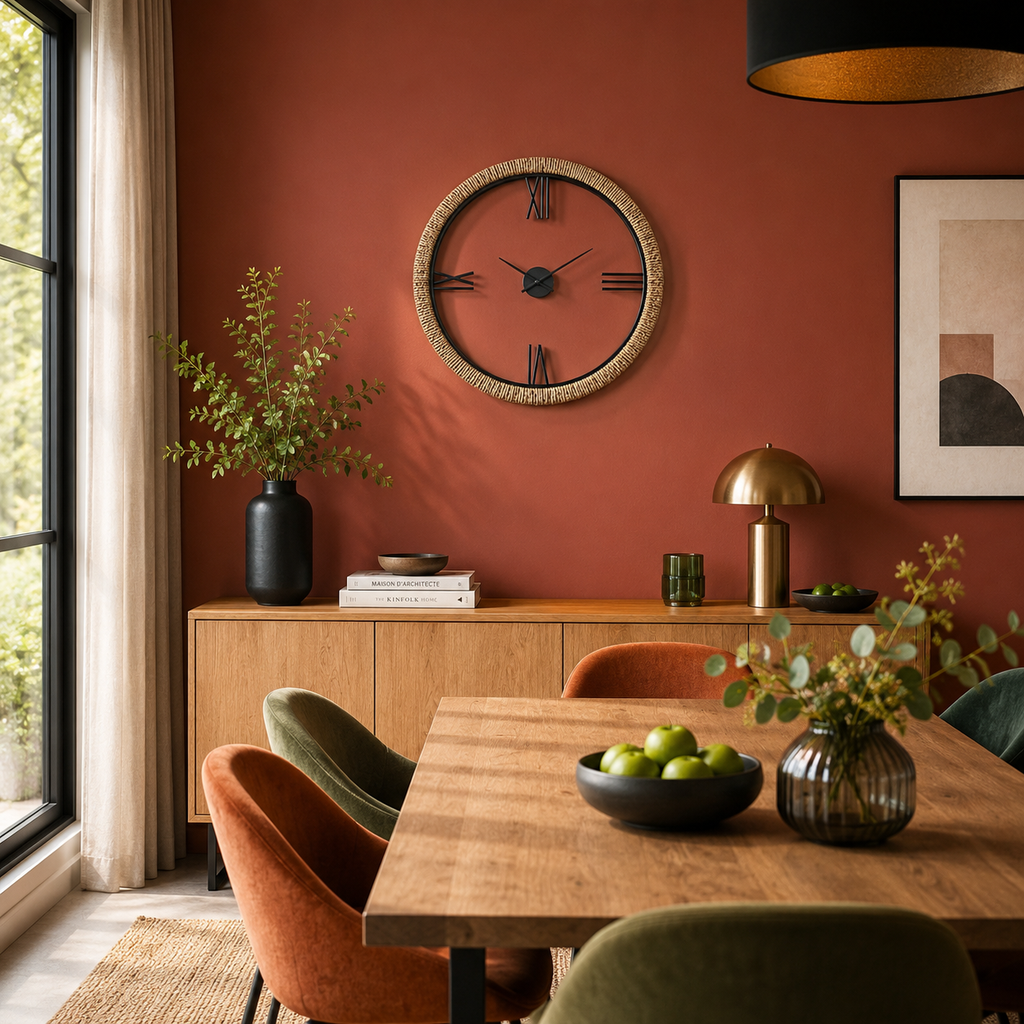 Horloge en rotin beige
