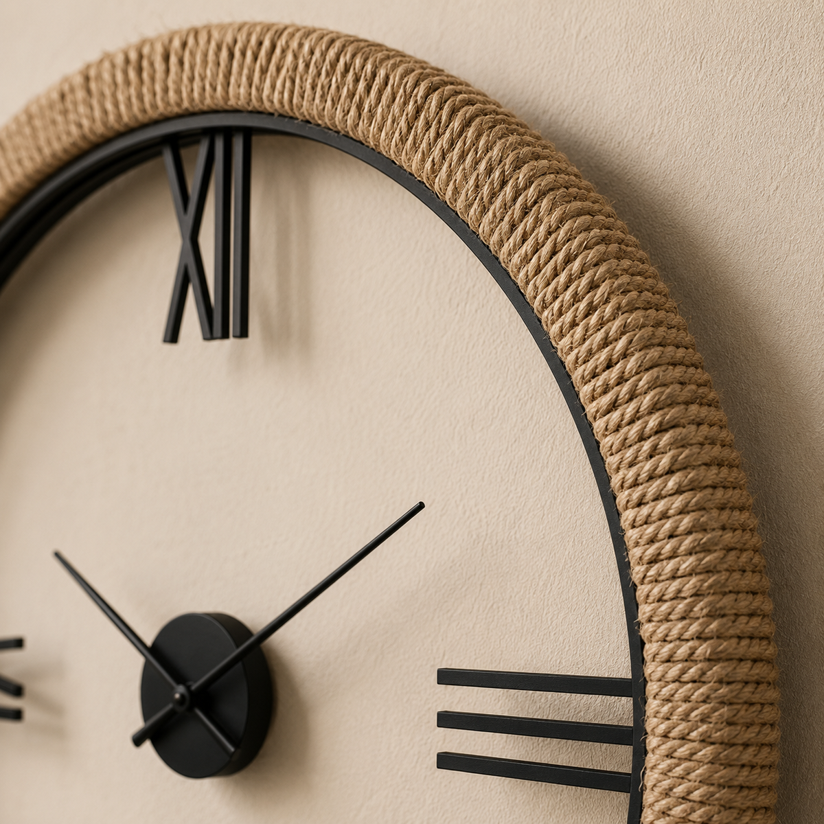 Horloge en rotin beige