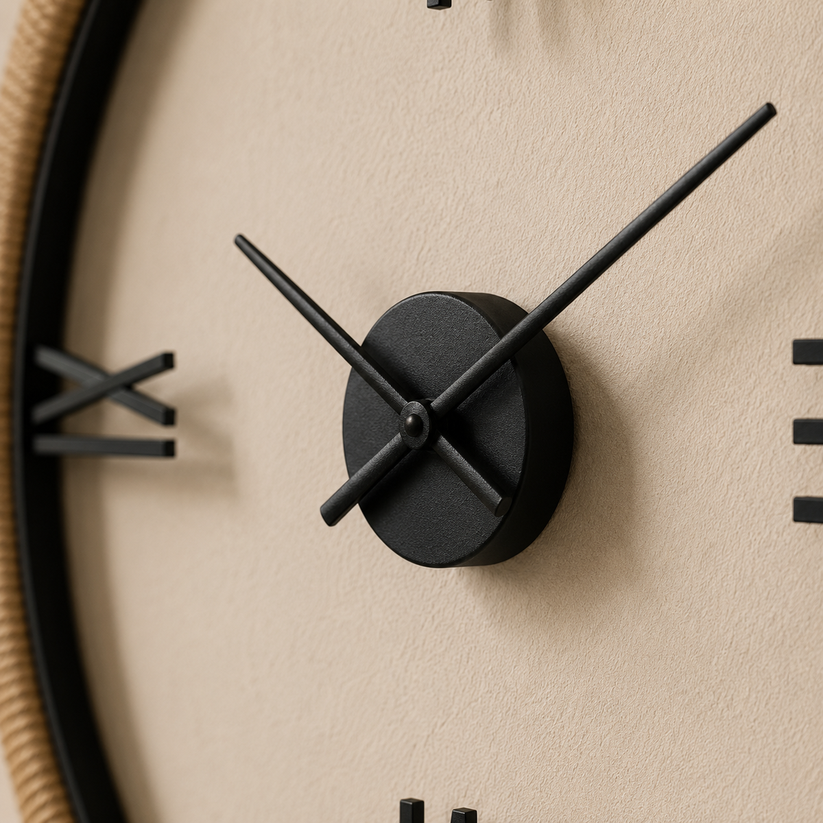 Horloge en rotin beige
