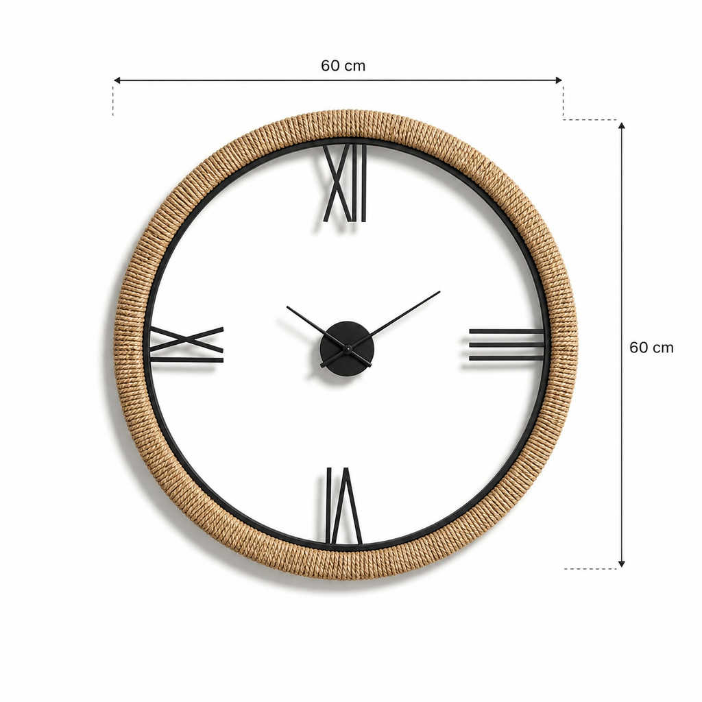 Horloge en rotin beige