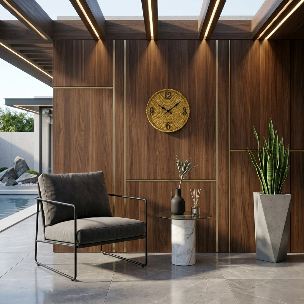 Horloge extérieur style rotin