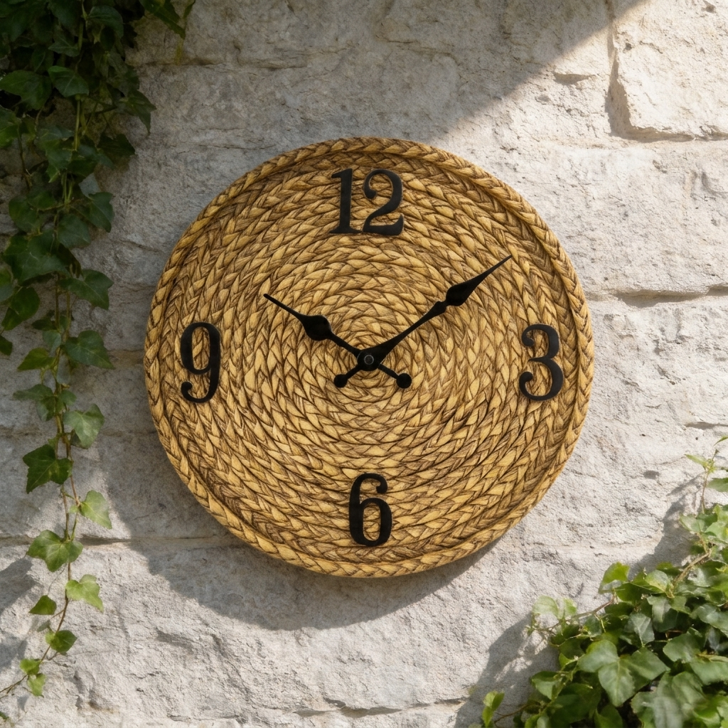 Horloge extérieur style rotin