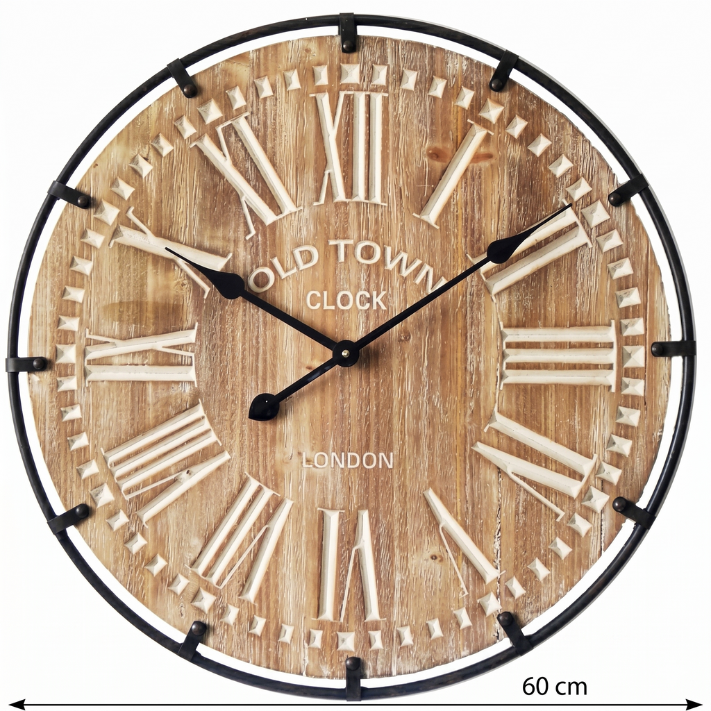 Horloge industrielle bois et métal