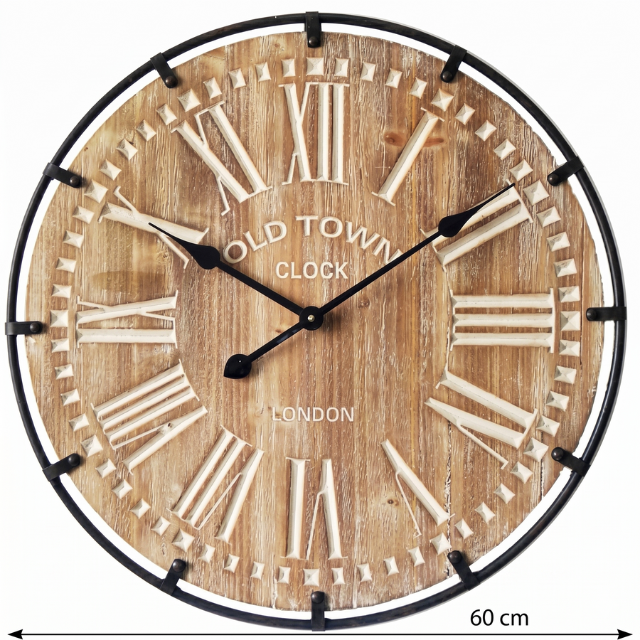 Horloge industrielle bois et métal