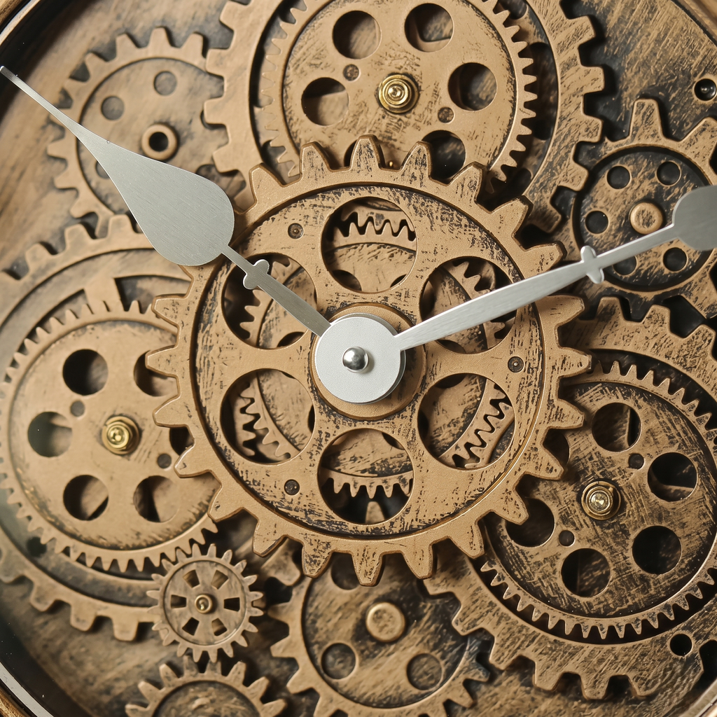 Horloge industrielle avec mécanisme apparent