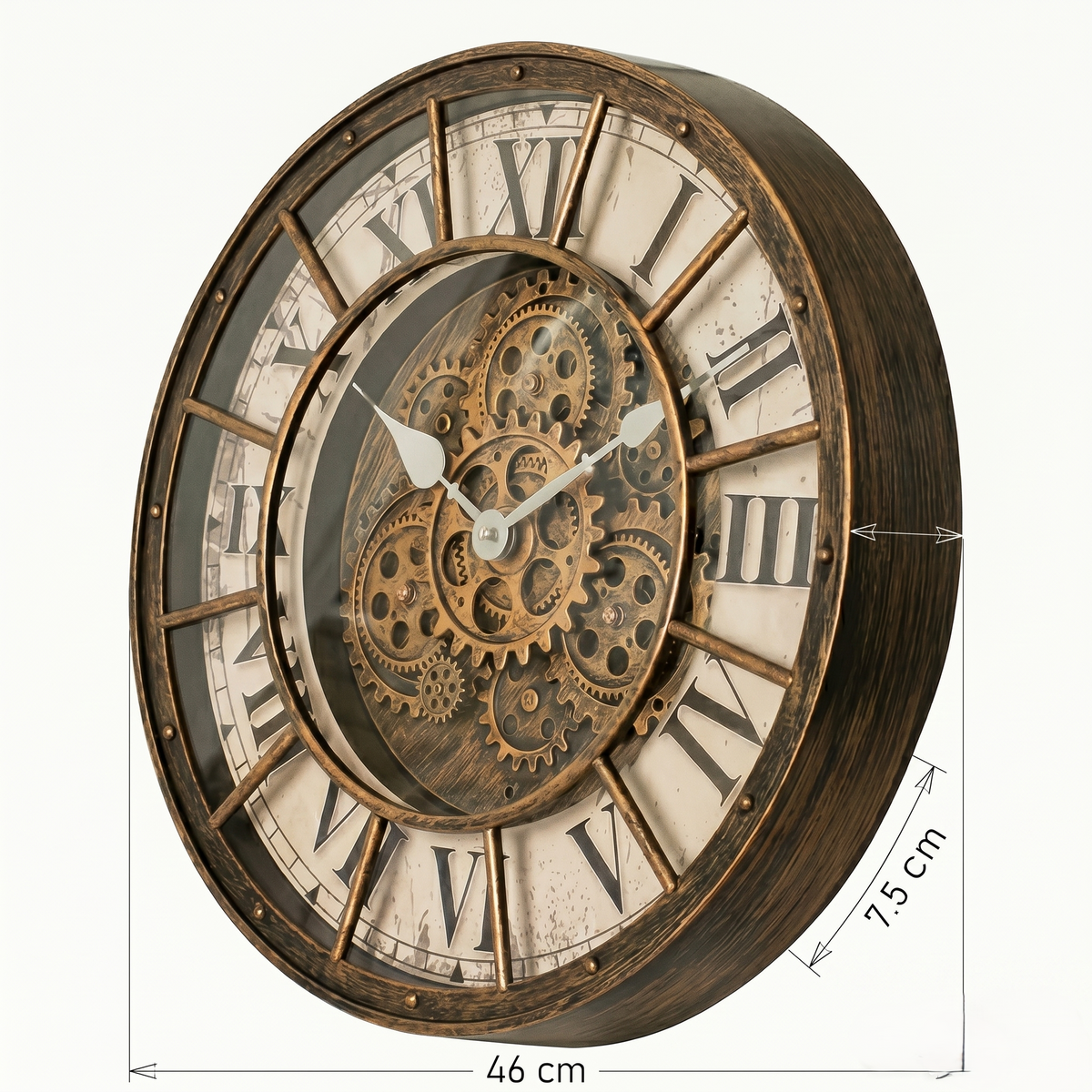 Horloge industrielle avec mécanisme apparent