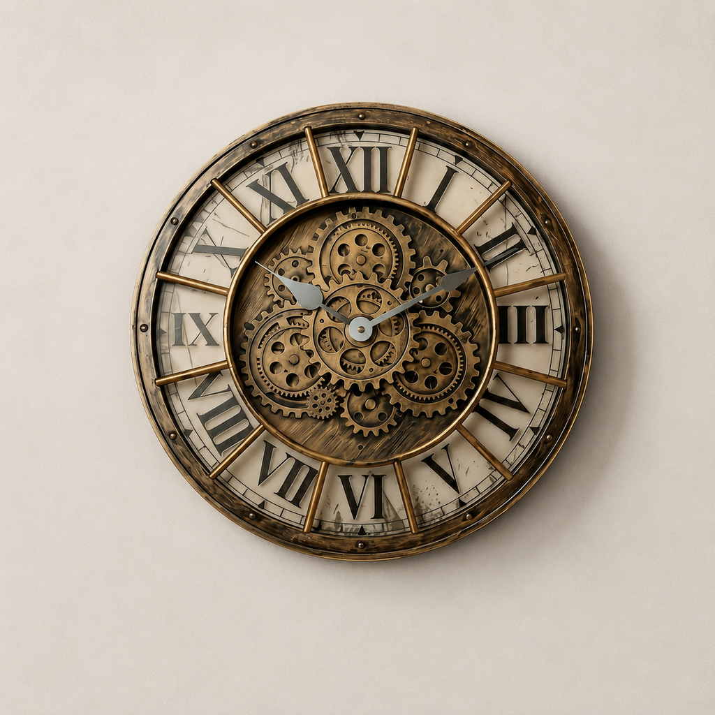 Horloge industrielle avec mécanisme apparent