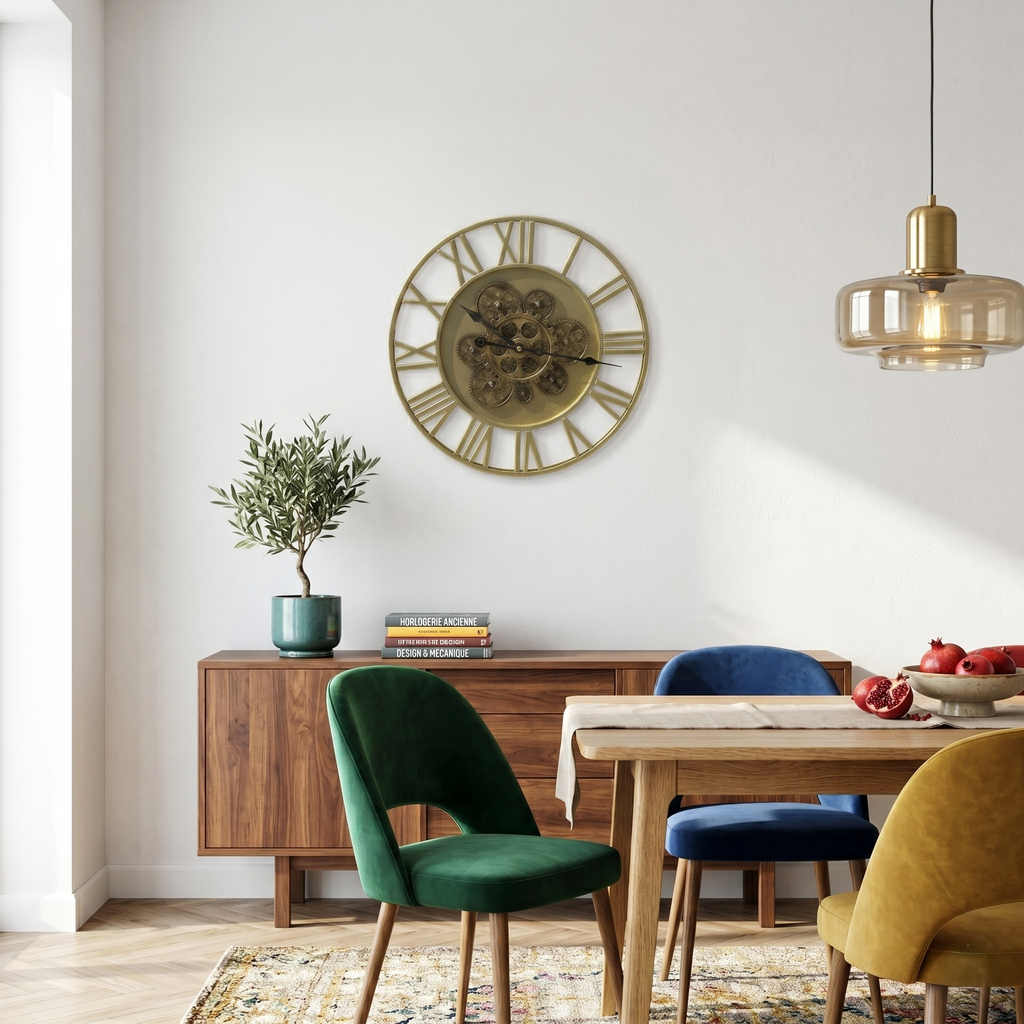Horloge industrielle engrenage tournant