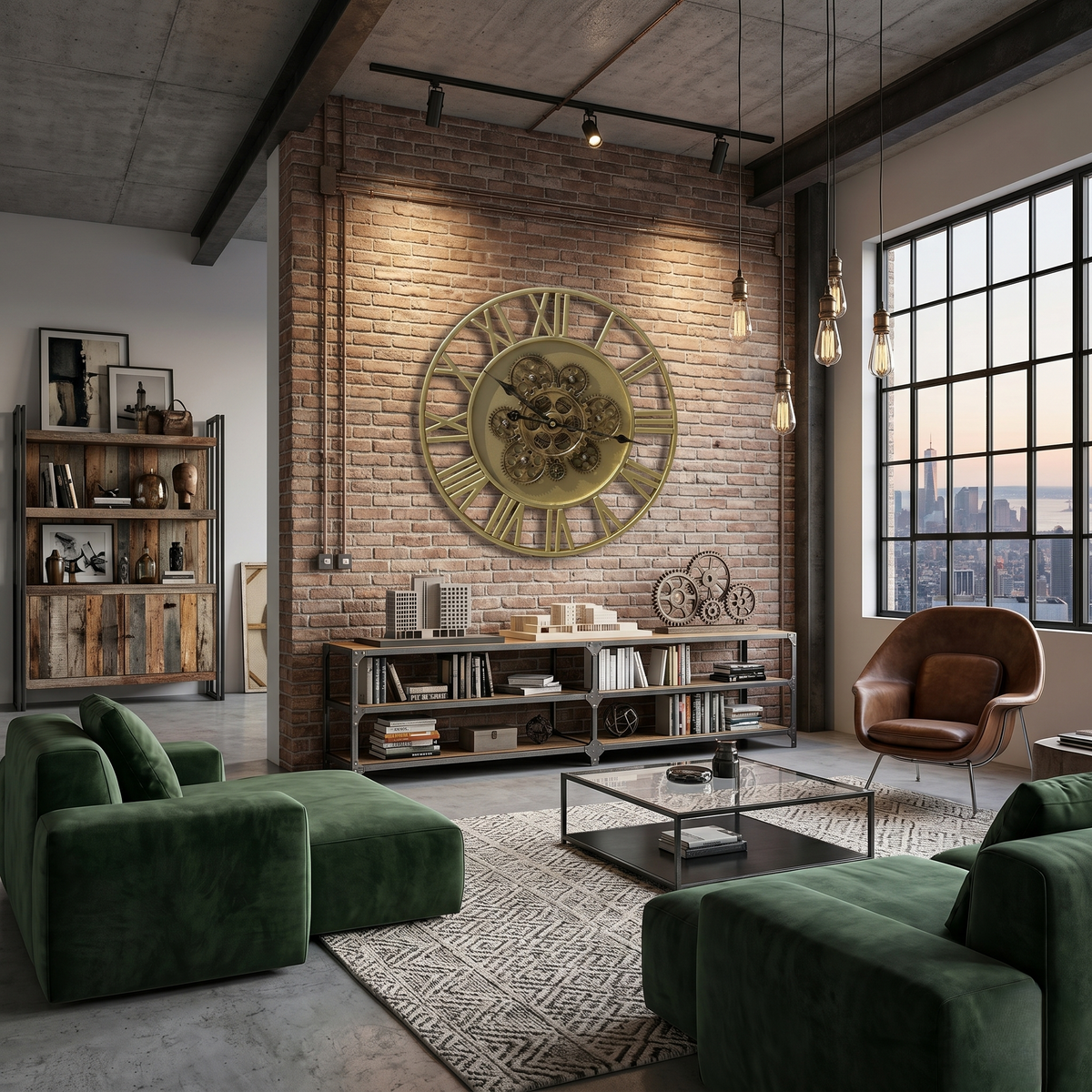 Horloge industrielle engrenage tournant