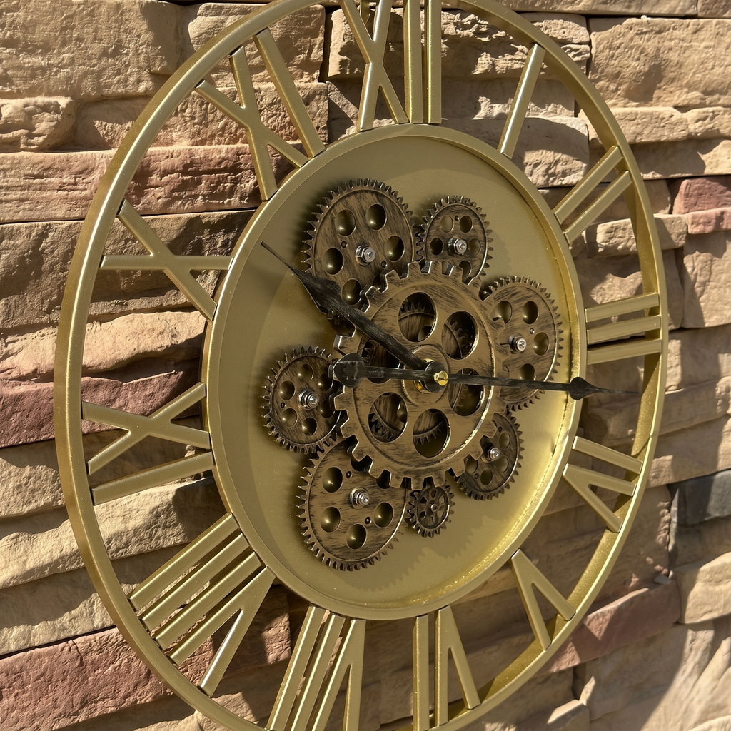 Horloge industrielle engrenage tournant