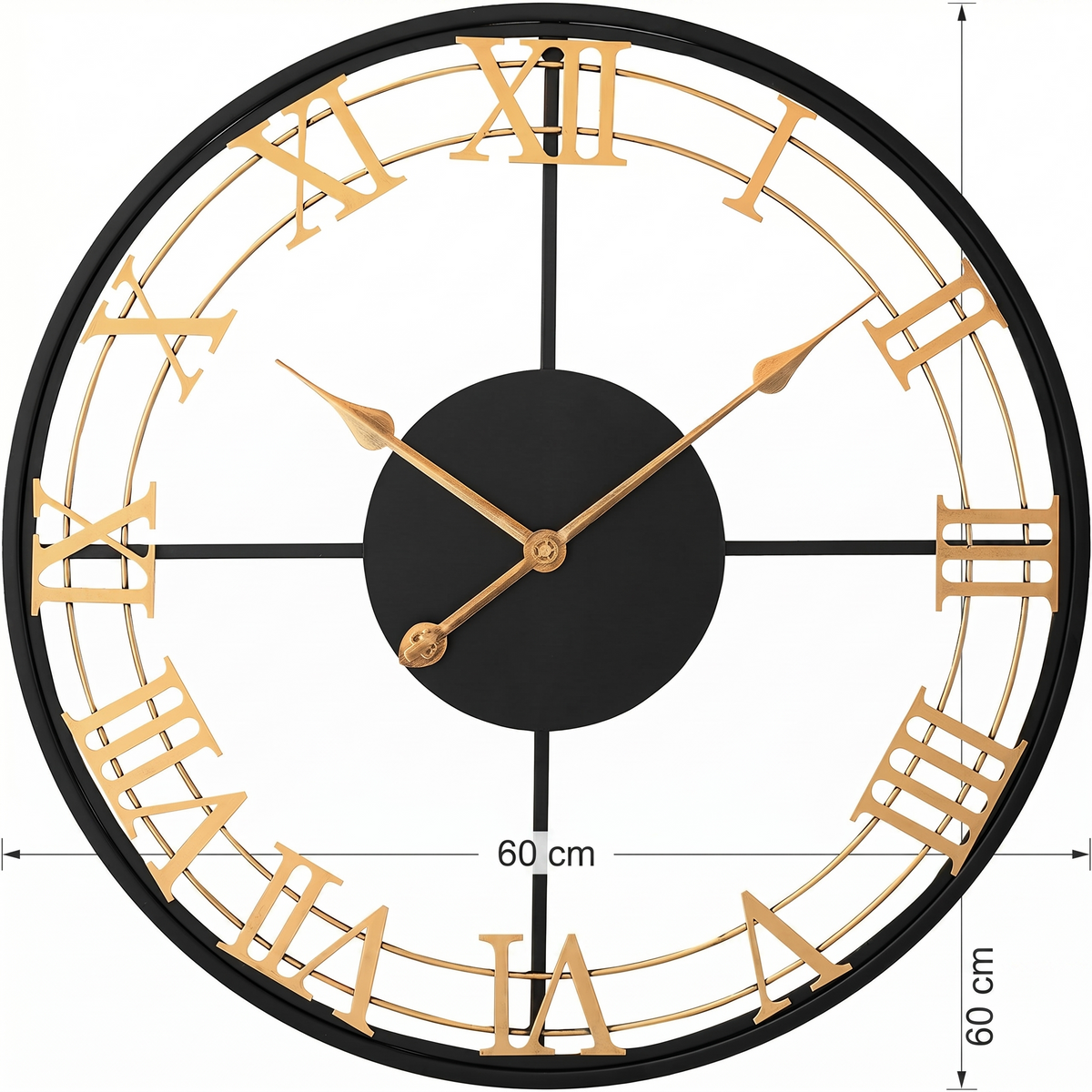 Horloge murale chiffre romain noir et doré
