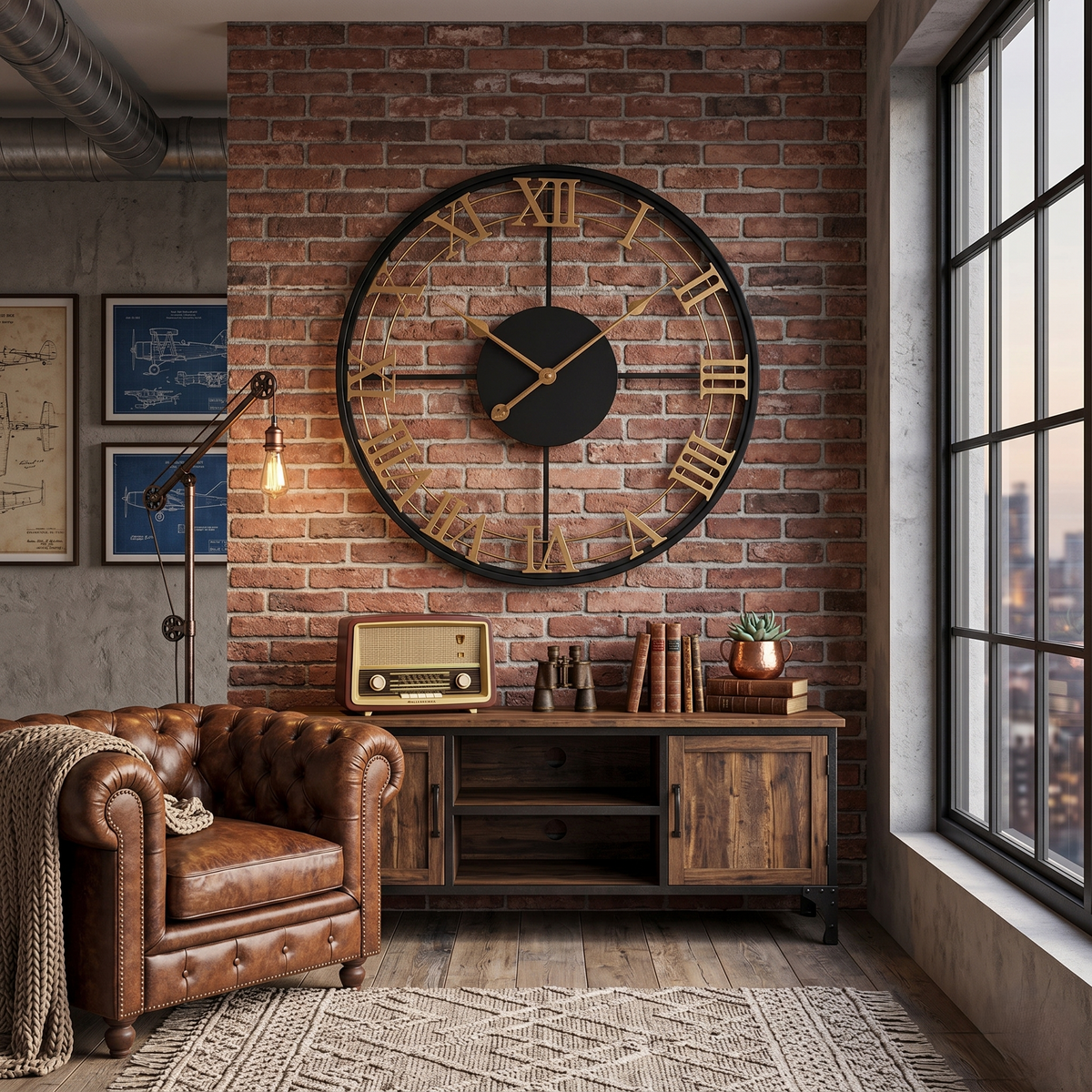 Horloge murale chiffre romain noir et doré