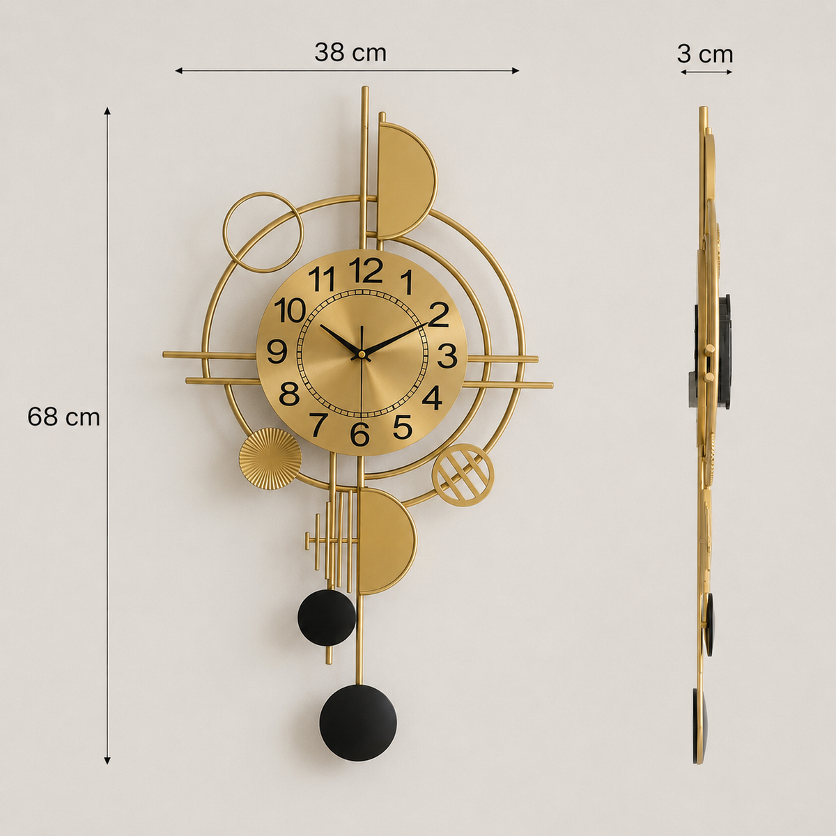 Horloge murale design dorée