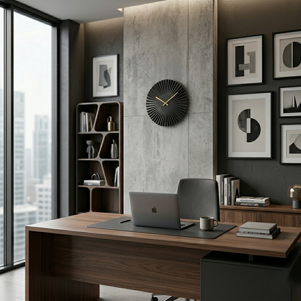 Horloge murale design noire