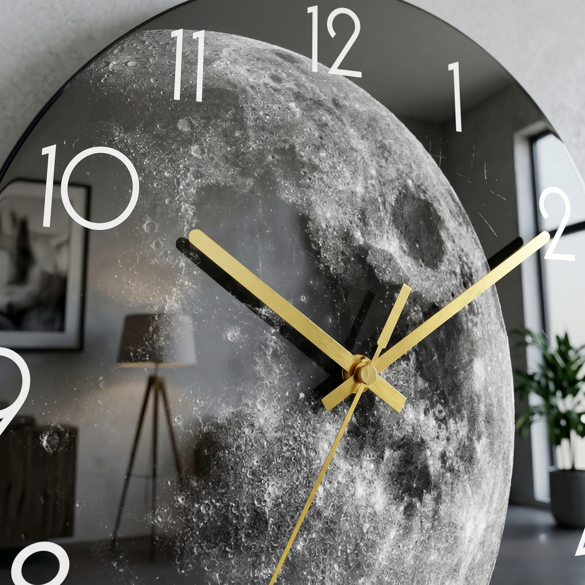 Horloge murale effet miroir lune