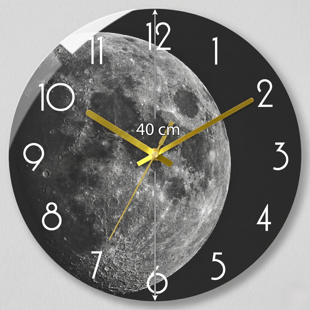 Horloge murale effet miroir lune