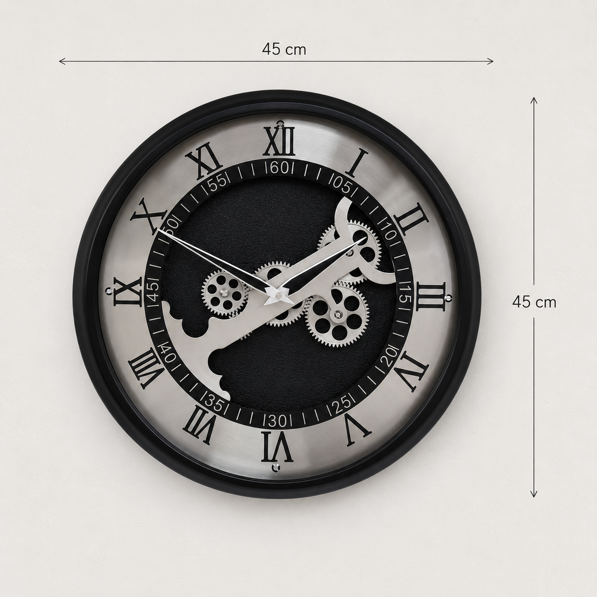 Horloge murale industriel en métal