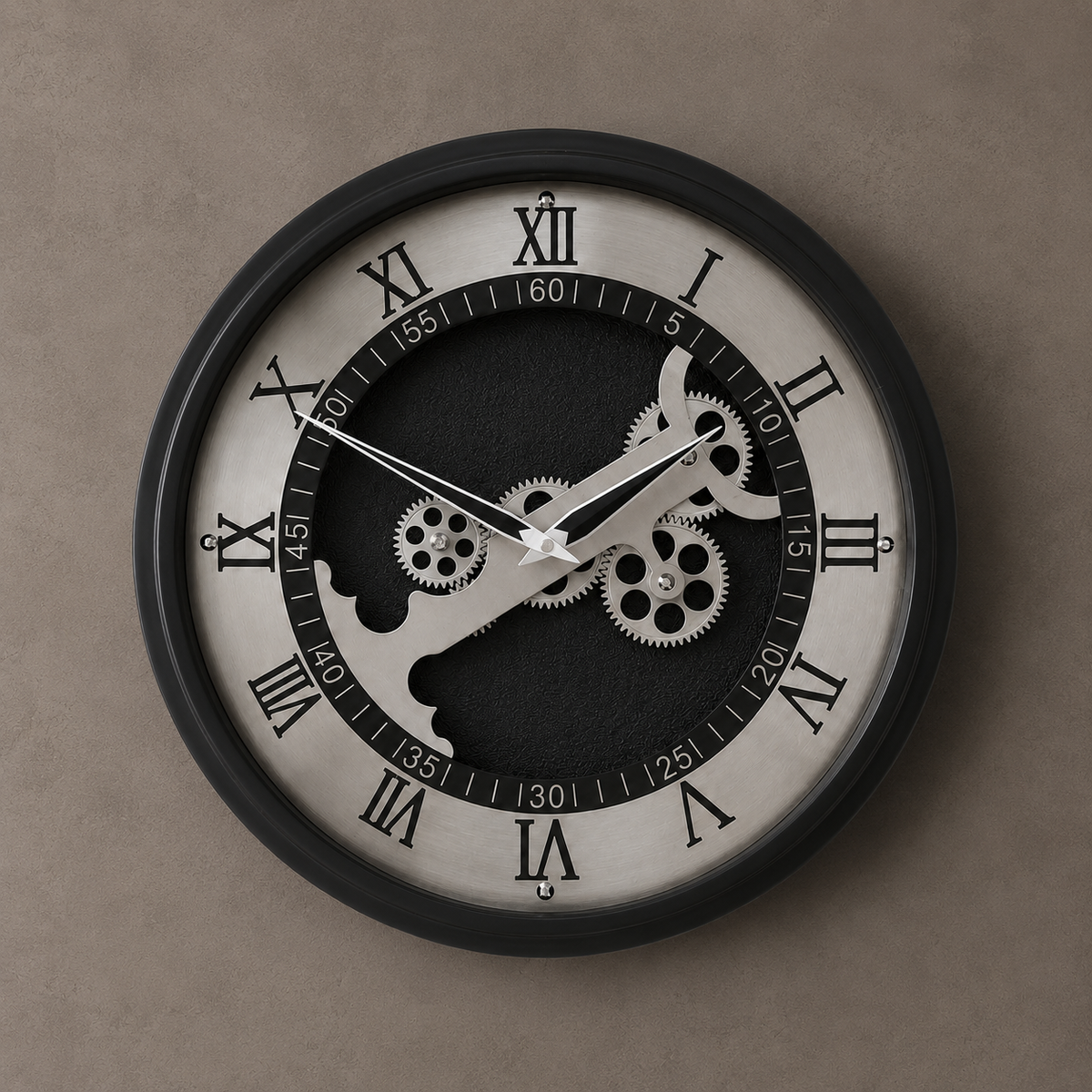 Horloge murale industriel en métal