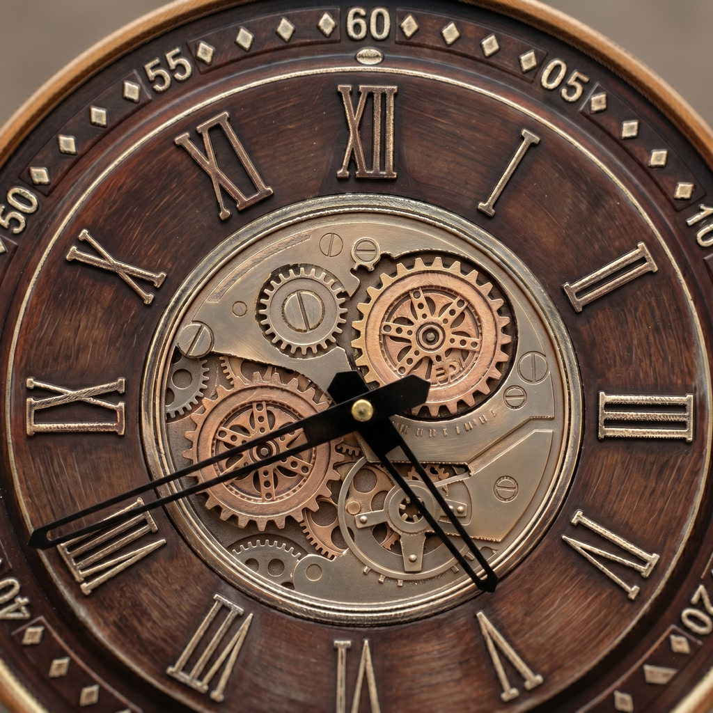 Horloge murale industrielle bois