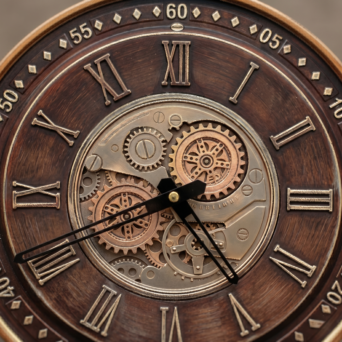Horloge murale industrielle bois