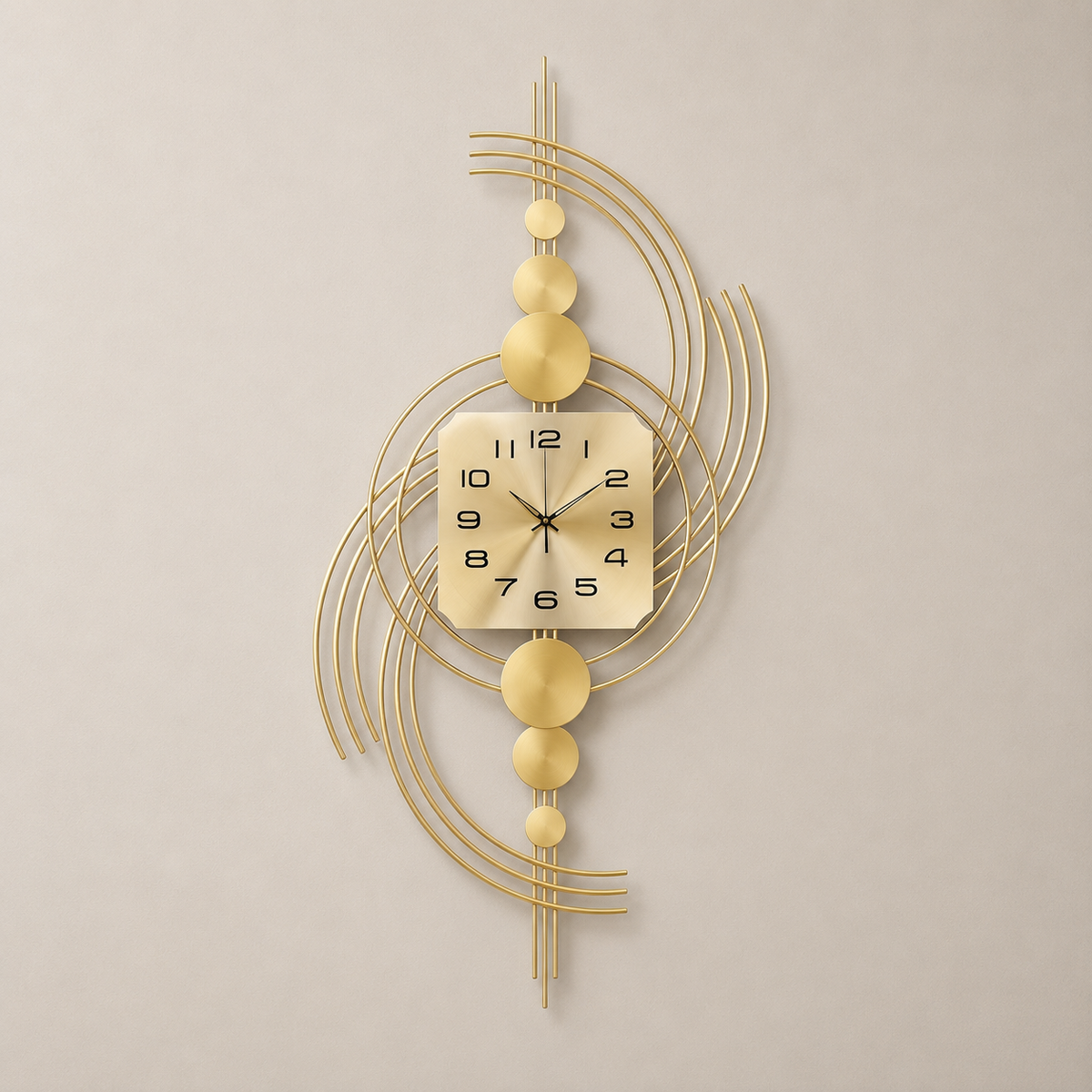Horloge murale métal doré
