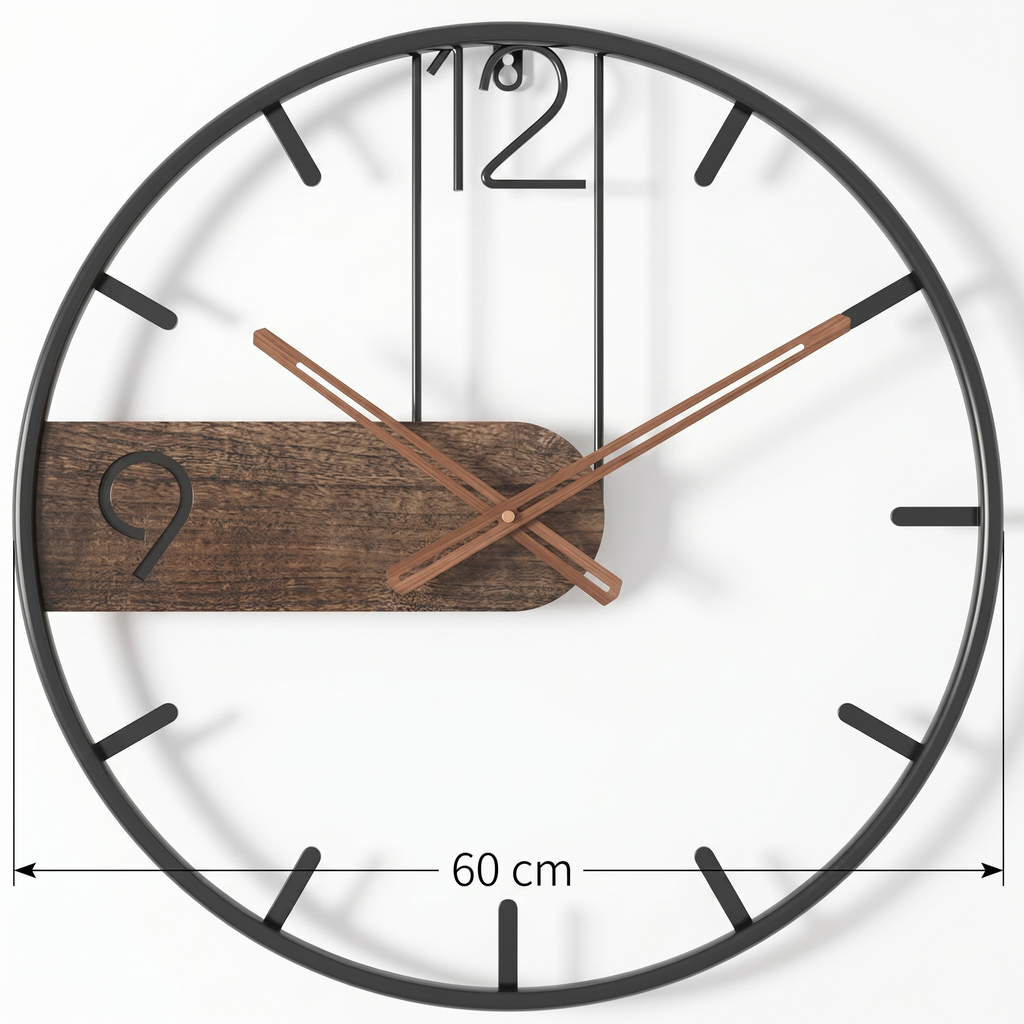 Horloge murale bois et métal