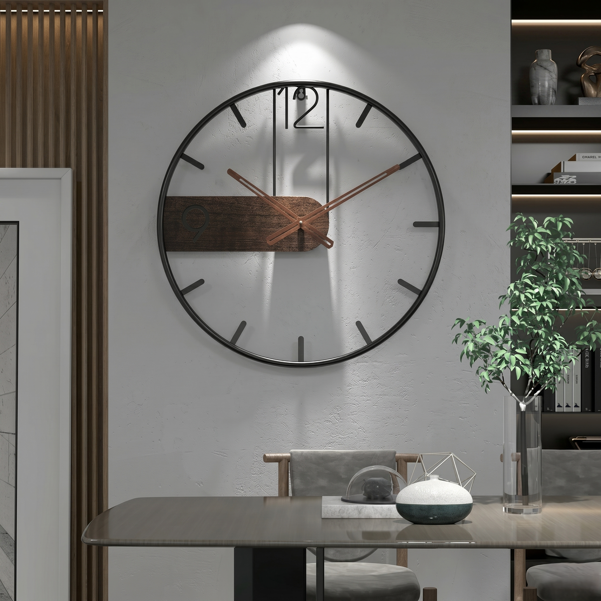 Horloge murale bois et métal