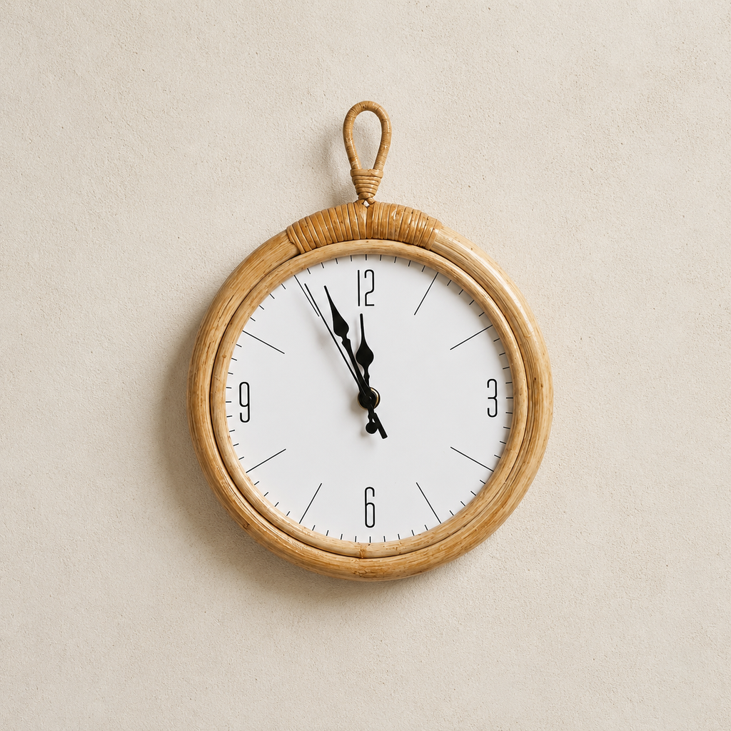 Horloge murale rotin