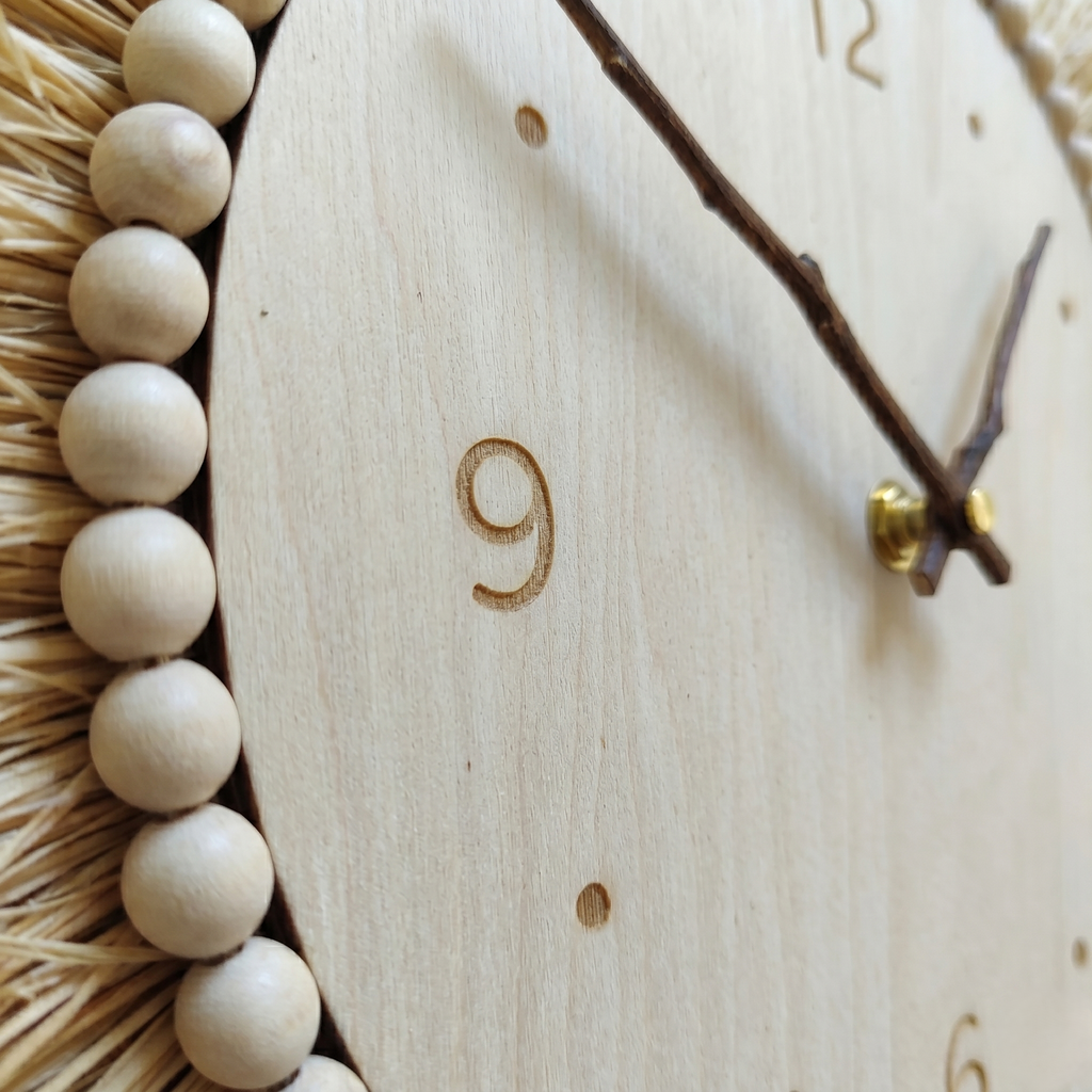 Horloge murale rotin raphia
