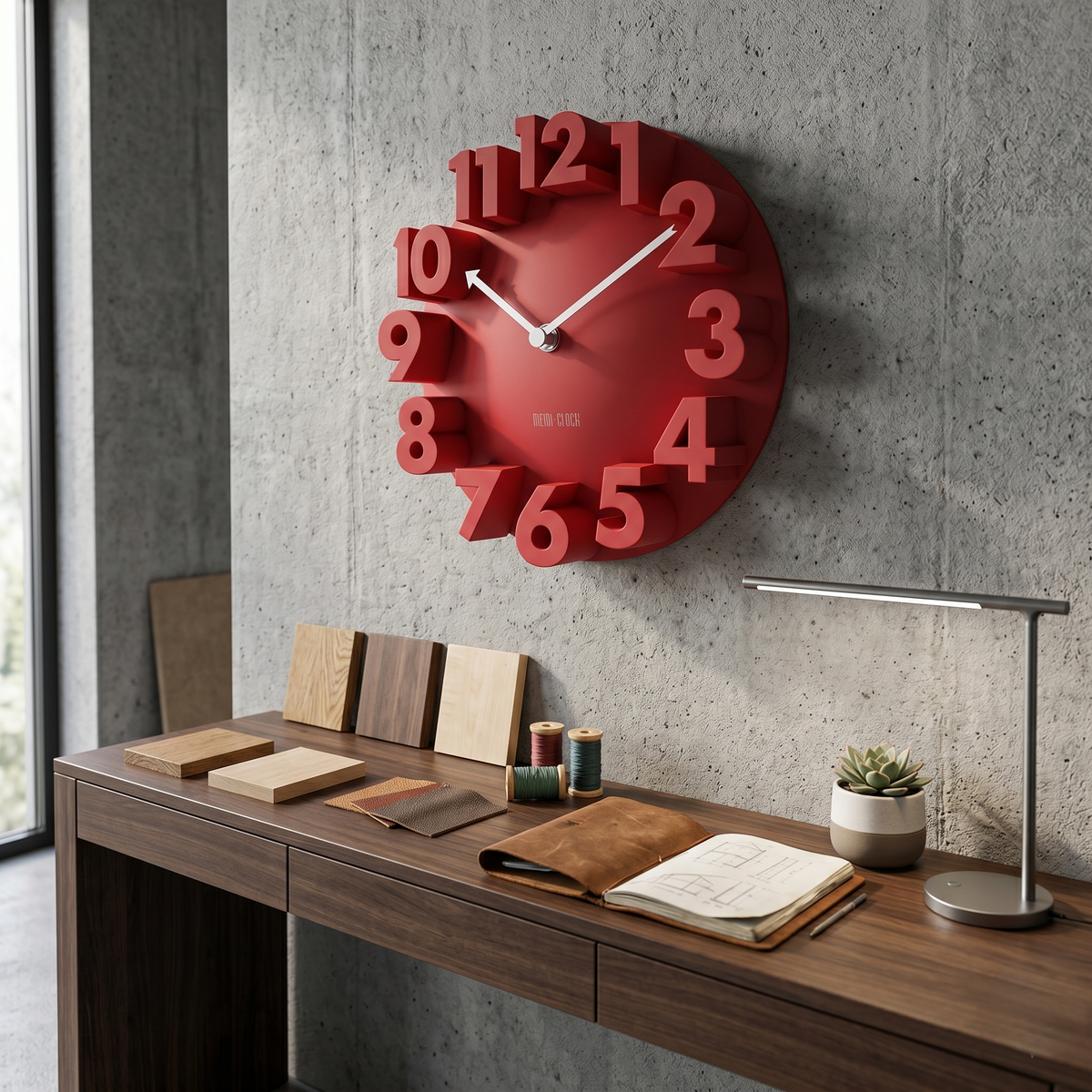 Horloge murale rouge originale