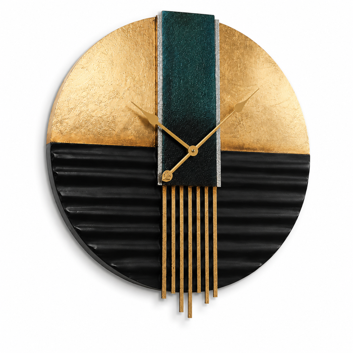 Horloge murale vert et dore