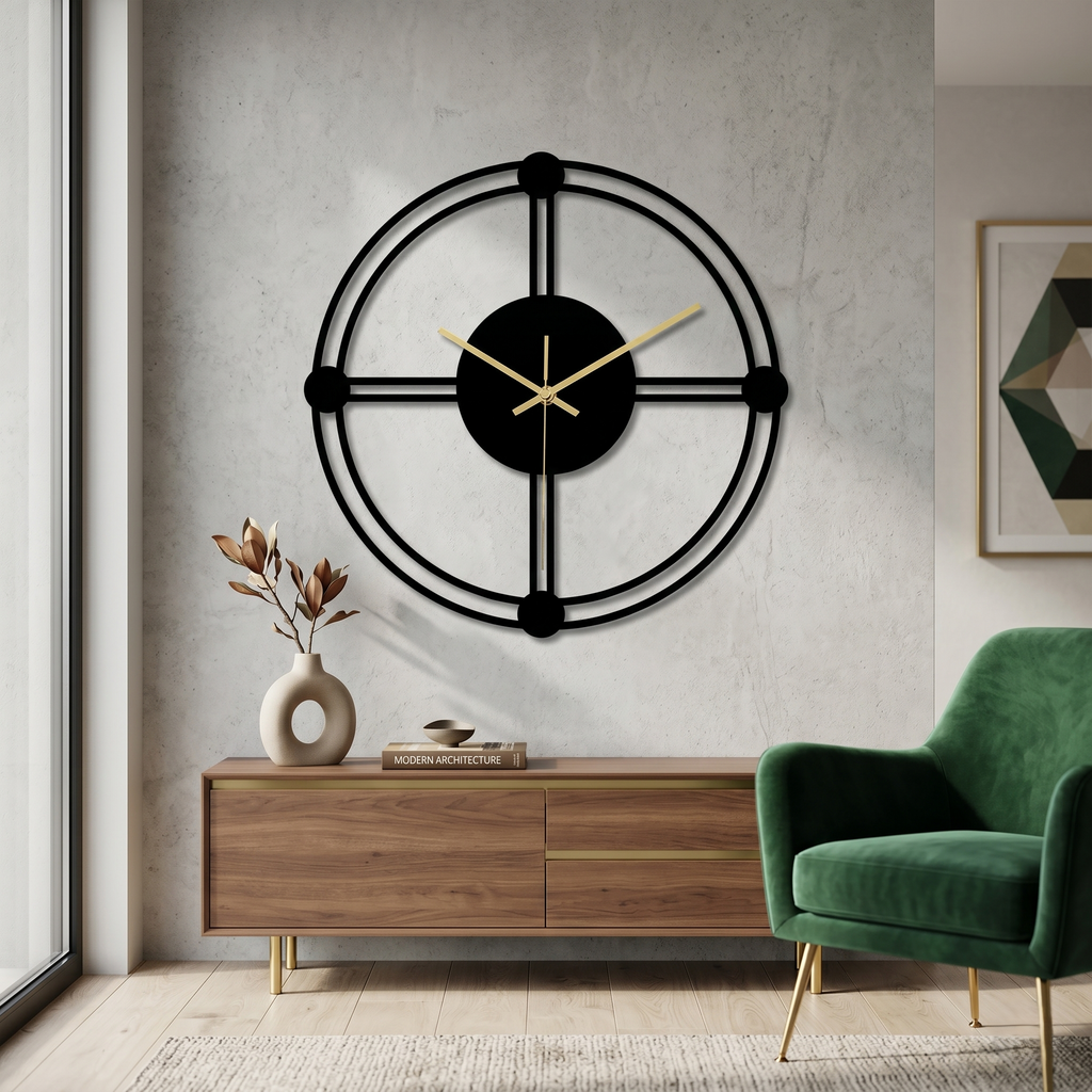 Horloge noire minimaliste métal