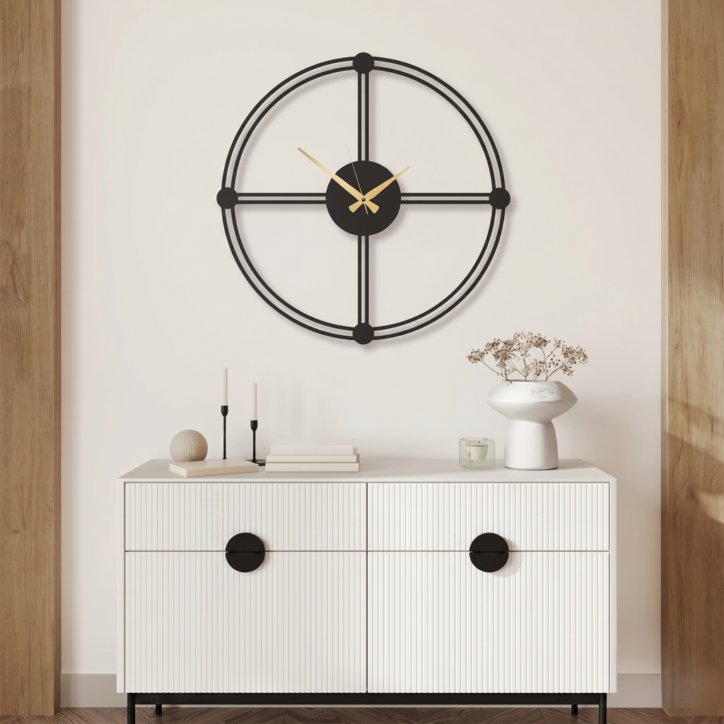 Horloge noire minimaliste métal