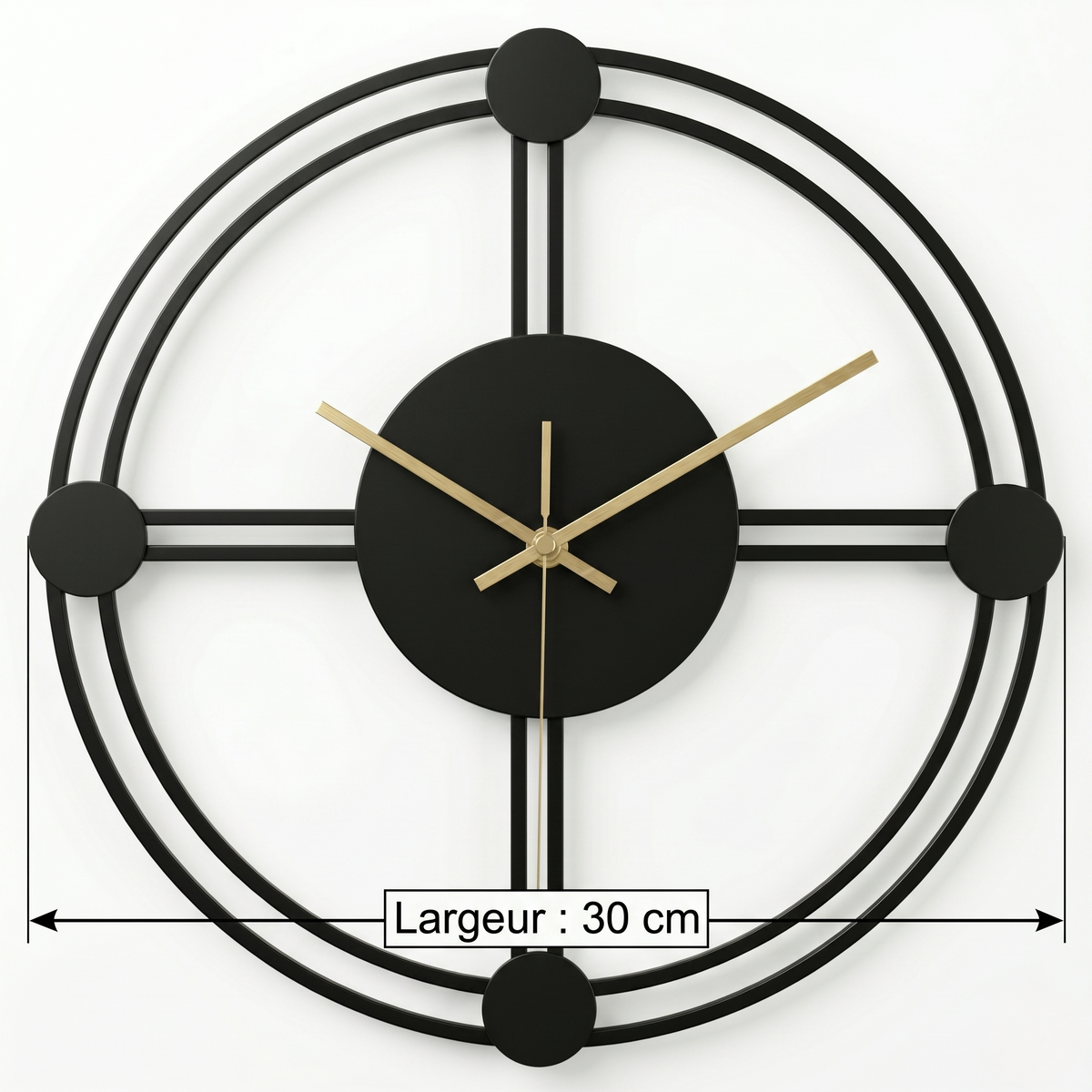 Horloge noire minimaliste métal