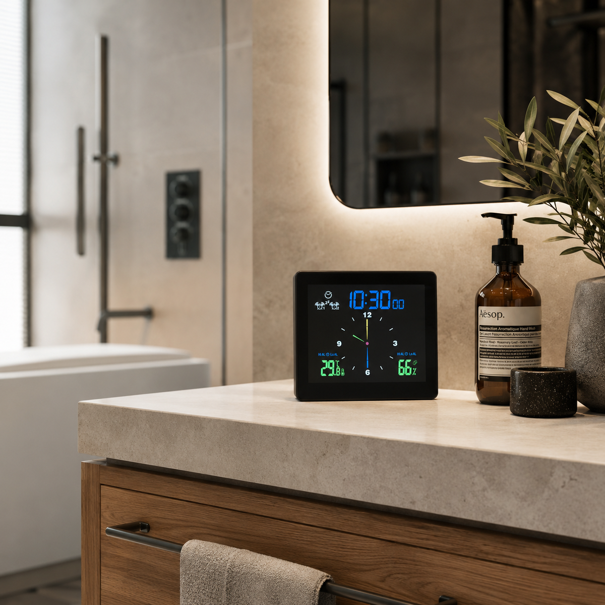 Horloge numérique salle de bain
