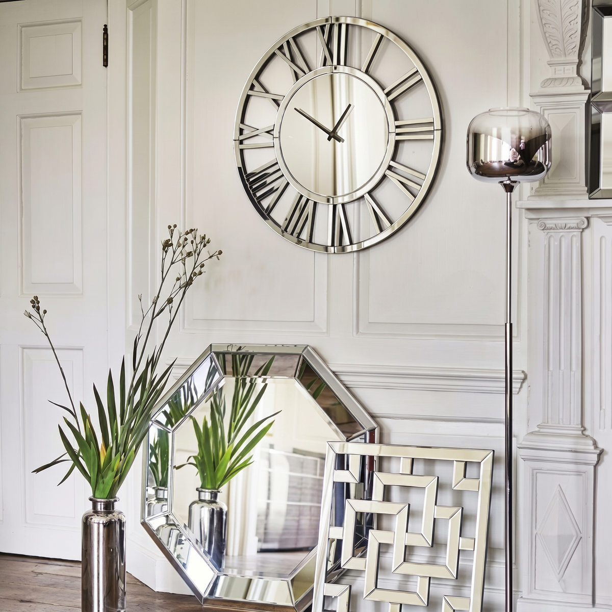 Horloge ronde miroir