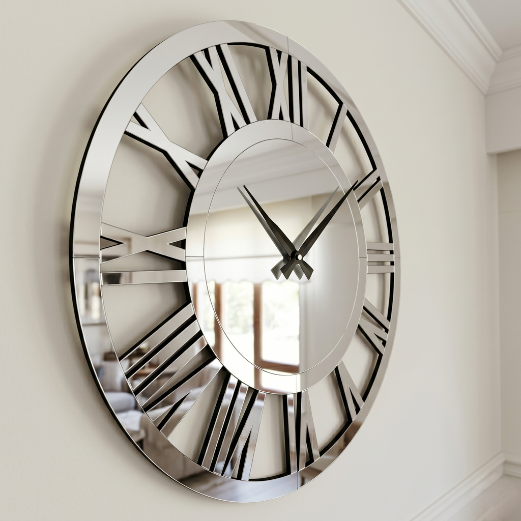 Horloge ronde miroir