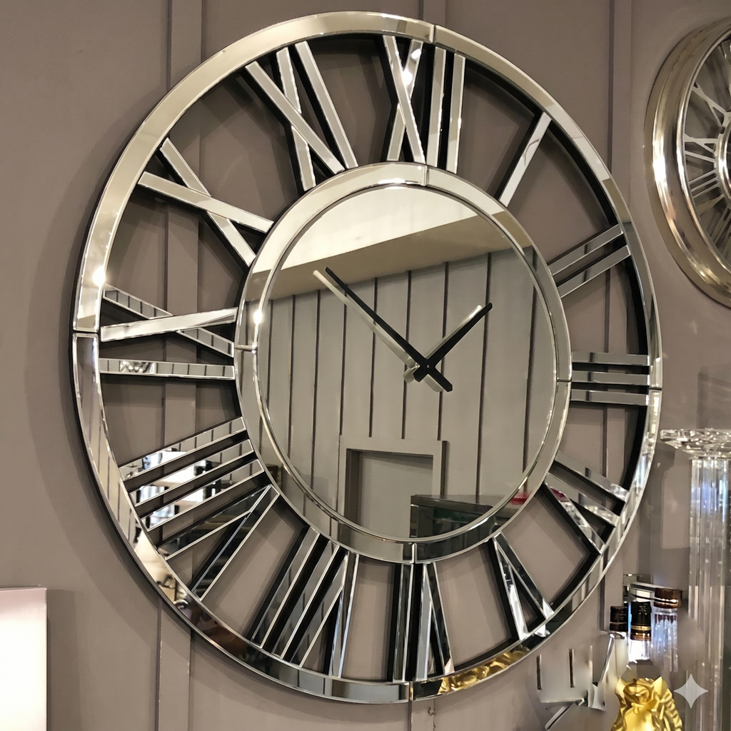 Horloge ronde miroir