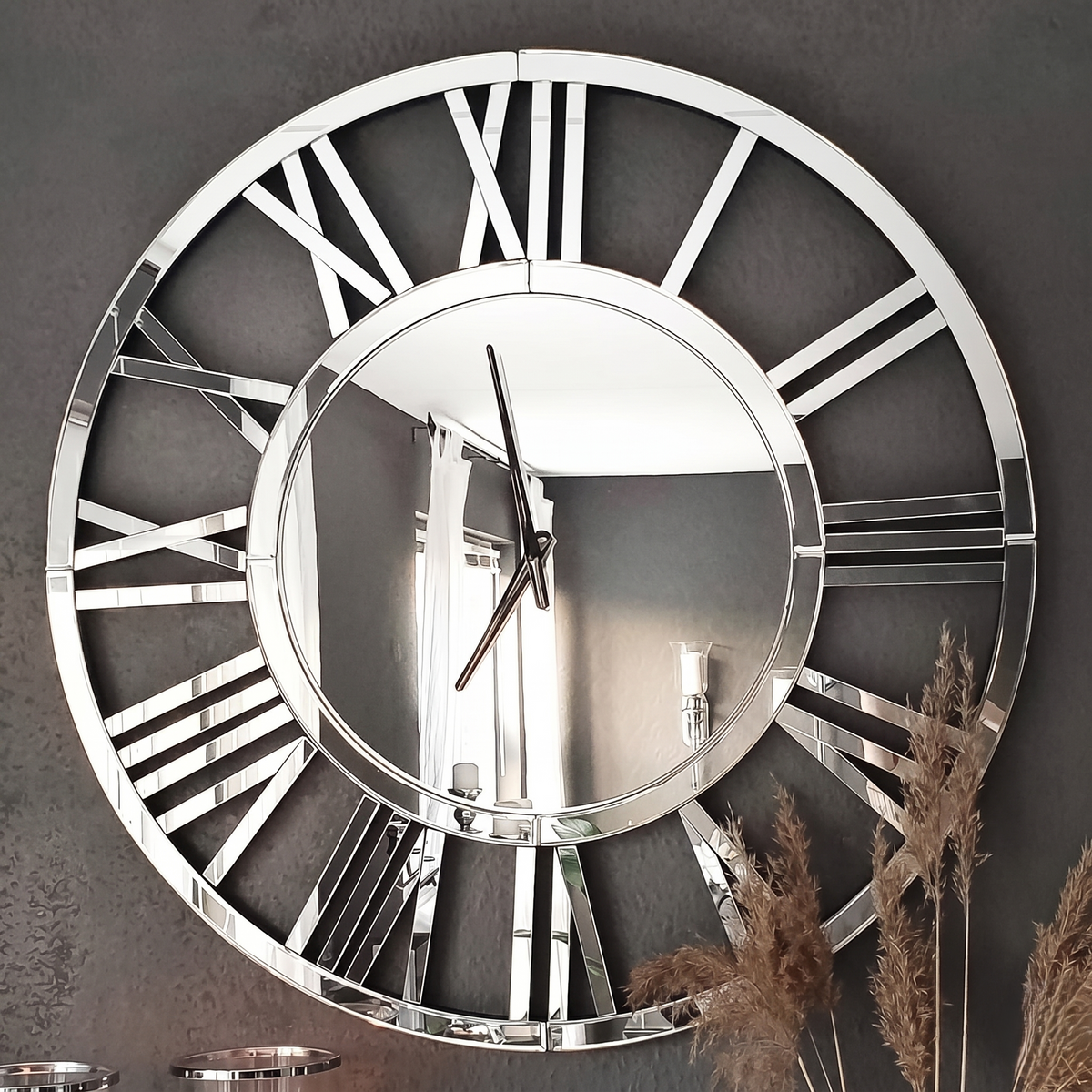 Horloge ronde miroir
