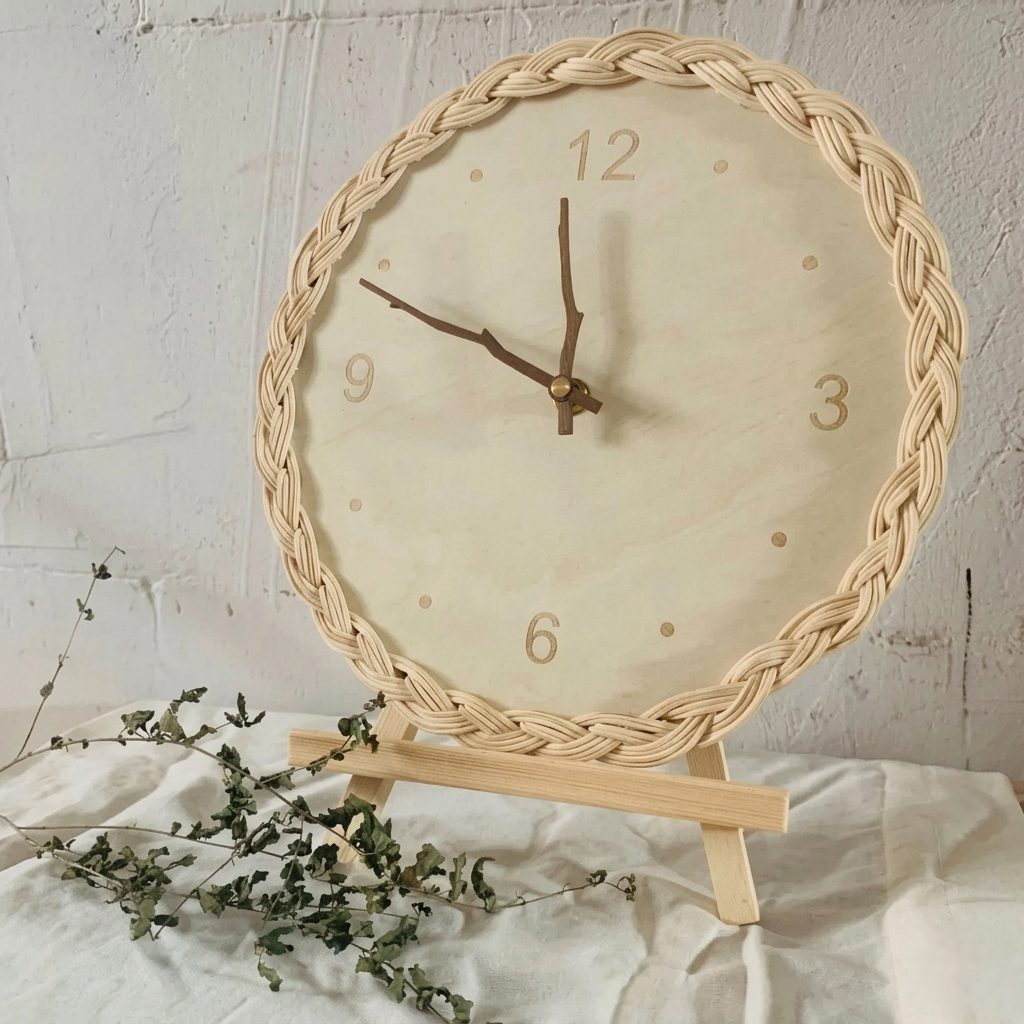 Horloge silencieuse en rotin