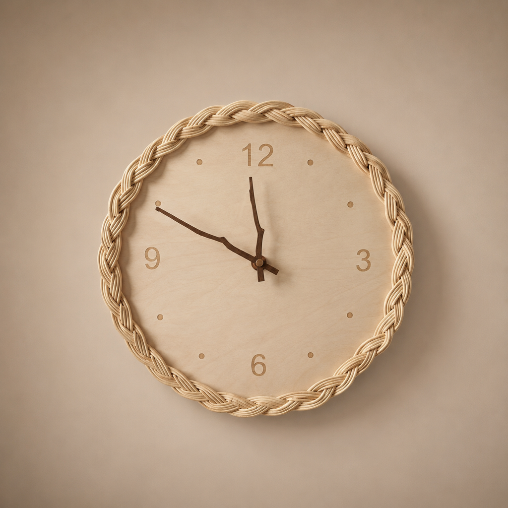 Horloge silencieuse en rotin