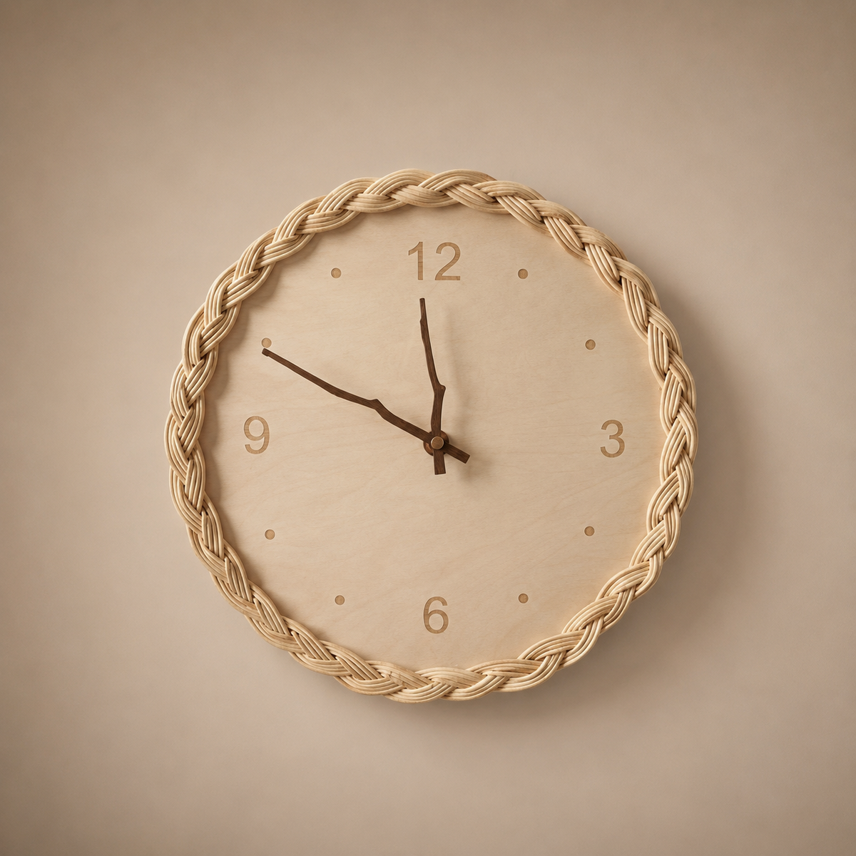 Horloge silencieuse en rotin